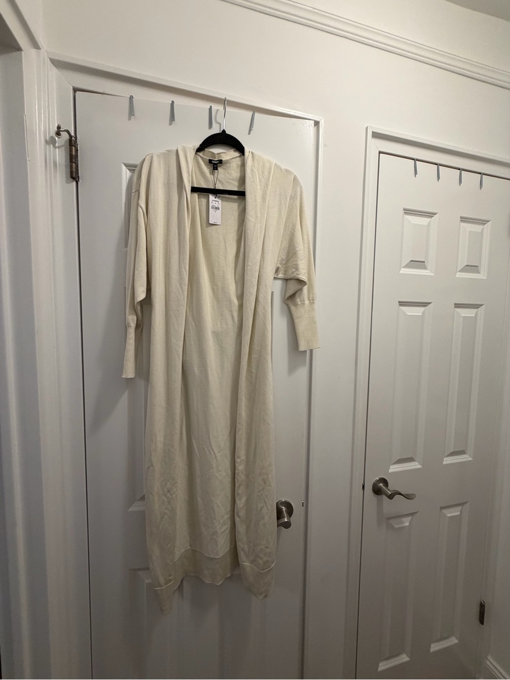 Express Cream Open-Front Duster Cardigan